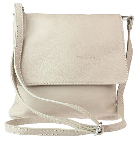 RS.FASHIONS Women's Genuine Italian Soft Leather Small/Mini Cross Body Shoulder Messenger Bags (Beige)