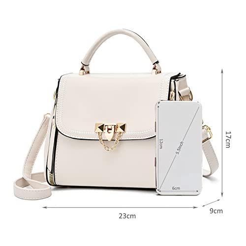 NICOLE & DORIS Handbags for Women Small Crossbody Bag Ladies Shoulder Bags PU Leather Top Handle Bags Designer Diagonal Bag with Chain White