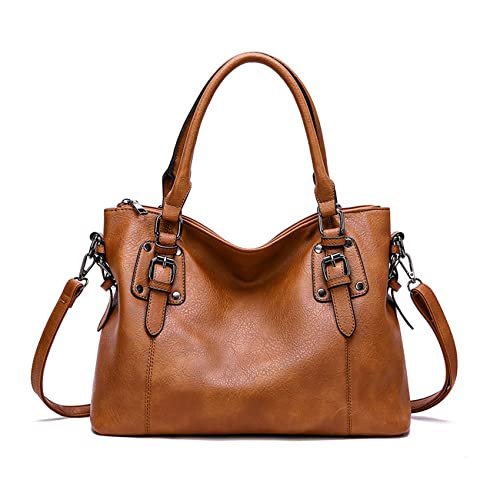 Sacmill Womens Handbags Soft Leather Large Capacity Retro Vintage Top Handle Casual Totes Shoulder Crossbody Bags for Ladies