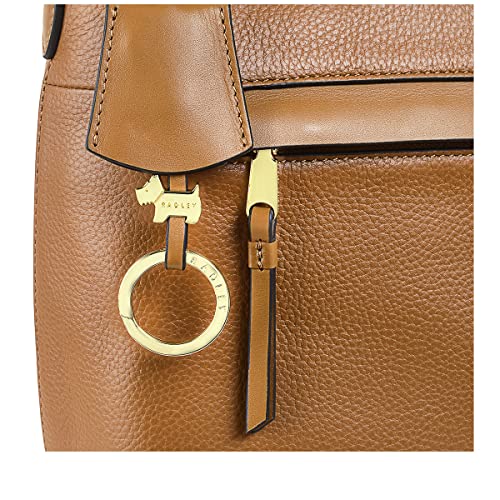 RADLEY London Postman Mews Small Ziptop Shoulder Handbag for Women, Made from Caramel Grained Leather, Shoulder Bag with Padded Shoulder Strap, Handbag with Ziptop Closure & Front Zipped Pocket