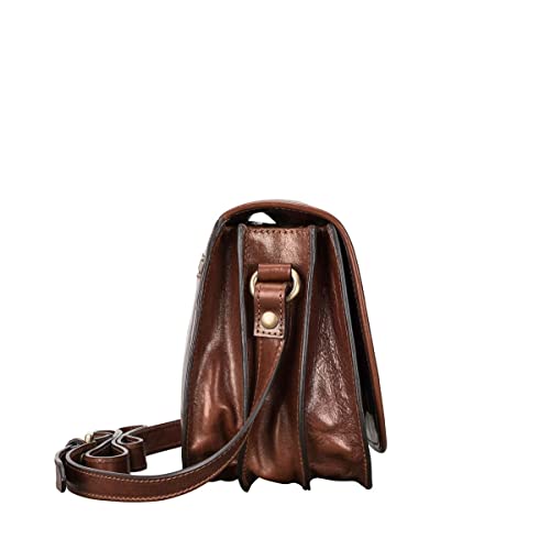 Maxwell Scott Womens Quality Leather Medium Saddle Handbag | The MedollaM | Handmade In Italy | Chestnut Tan Brown