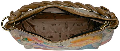 Anna by Anuschka Hand Painted Leather Women'S Slim Shoulder Bag, Floral Paradise Tan