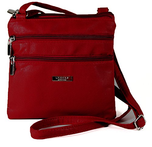 Red Leather Crossbody Shoulder Messenger Bag