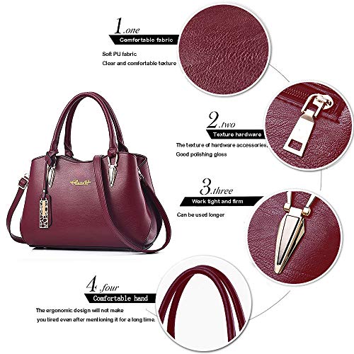 Handbags for Women Ladies Handbags PU Leather Women Bags for Work, Shopping, Date, Party, Christmas (Red)