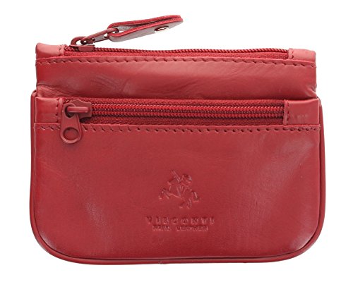 Red Visconti Leather Coin Purse/Keycase with Zip