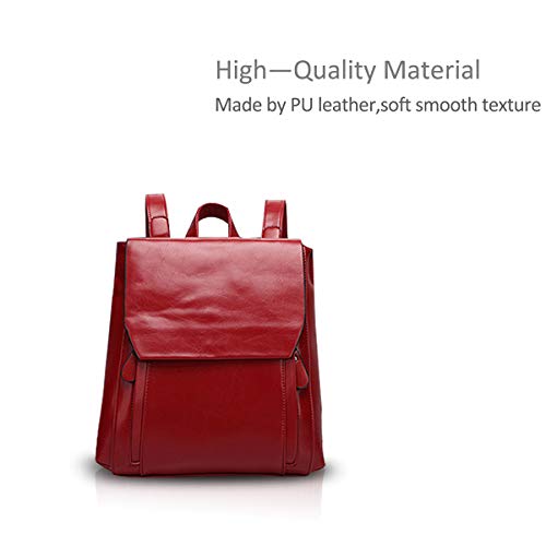 Nicole & Doris Red PU Leather Fashion Backpack