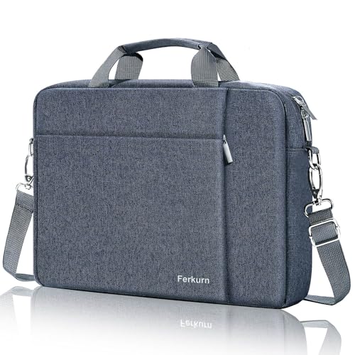 Ferkurn Laptop Bag Case 15 15.6 inch for Women Men, Messenger Briefcase Bag with Shoulder Strap for Macbook Pro 15 16,Dell XPS 15 Latitude, Acer, ASUS, HP Pavilion, Lenovo, Samsung, Computer Bag, Grey