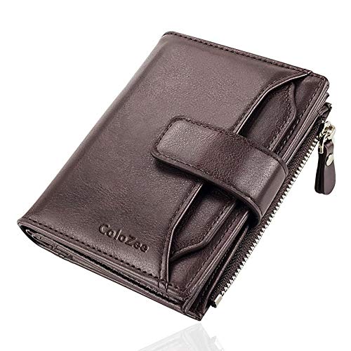 Genuine Leather RFID Blocking Men's Bifold Wallet, Dark Brown