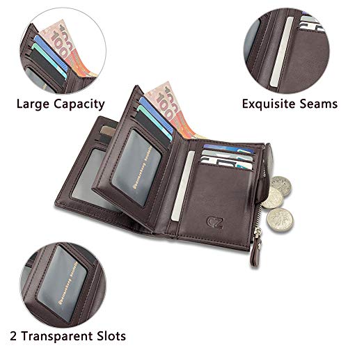 Genuine Leather RFID Blocking Men's Bifold Wallet, Dark Brown