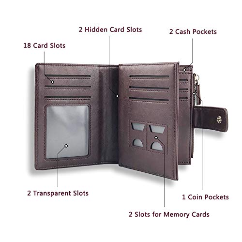 Genuine Leather RFID Blocking Men's Bifold Wallet, Dark Brown