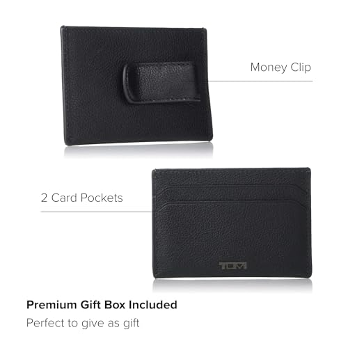 TUMI Black Texture Money Clip Card Case, Rfid