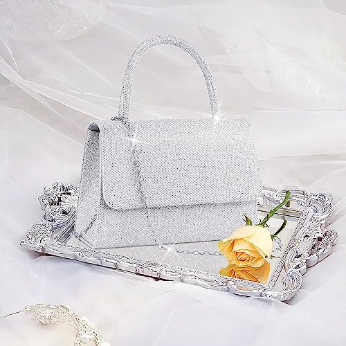 Larcenciel Sparkly Silver Clutch: Elegant Designer Handbag