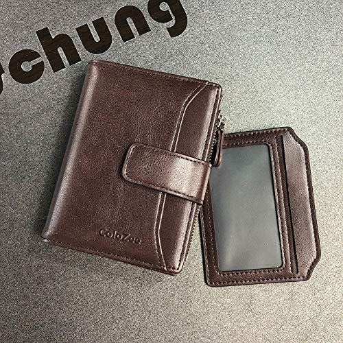 Genuine Leather RFID Blocking Men's Bifold Wallet, Dark Brown