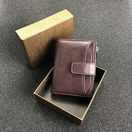 Genuine Leather RFID Blocking Men's Bifold Wallet, Dark Brown