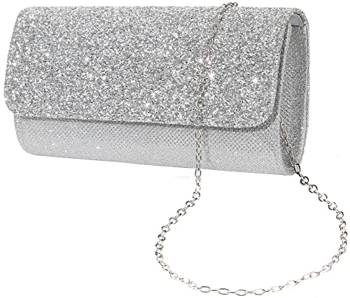 Silver Velvet Clutch Bag for Wedding Cocktail Party