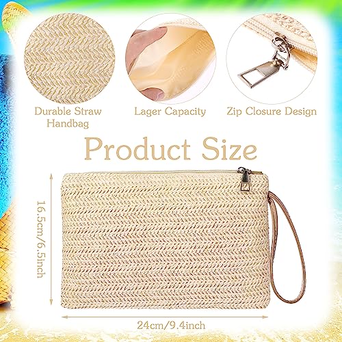 Bohemian Straw Clutch Bag for Women - Beige
