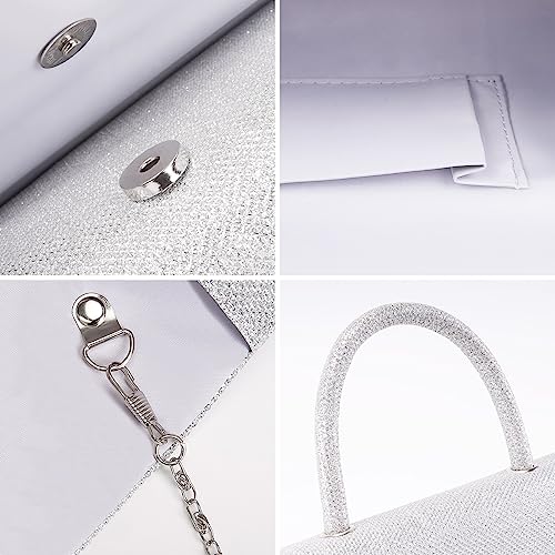Larcenciel Sparkly Silver Clutch: Elegant Designer Handbag