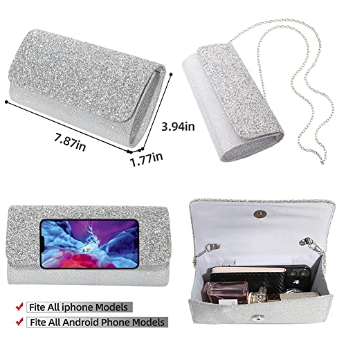 Silver Velvet Clutch Bag for Wedding Cocktail Party