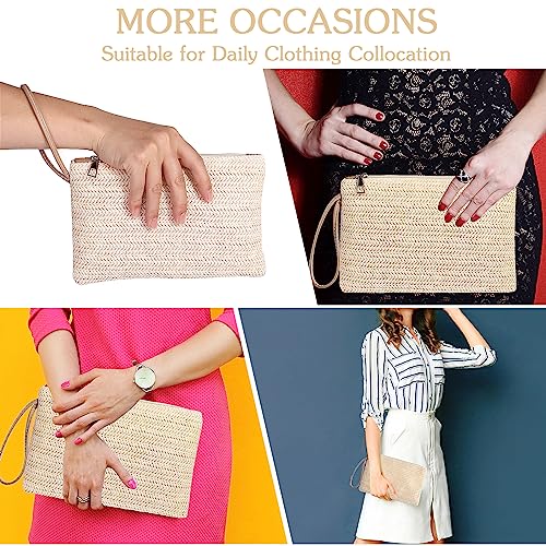 Bohemian Straw Clutch Bag for Women - Beige