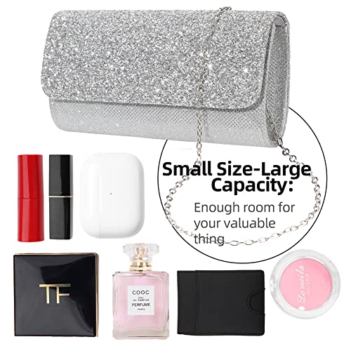 Silver Velvet Clutch Bag for Wedding Cocktail Party
