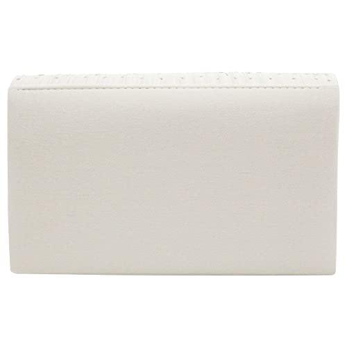 Stunning Satin Diamante Clutch Bag - Elegant Ivory