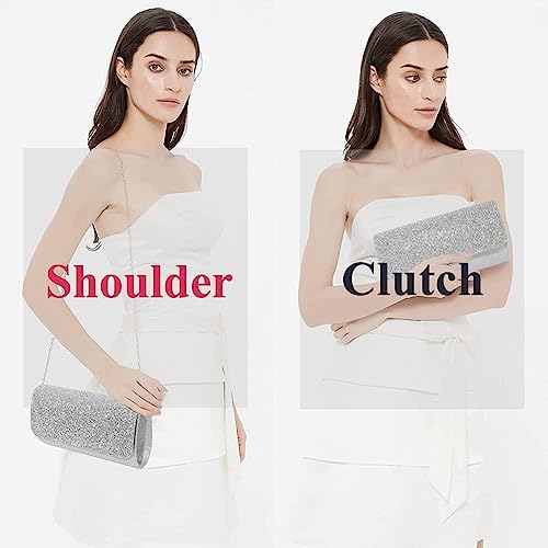 Silver Velvet Clutch Bag for Wedding Cocktail Party