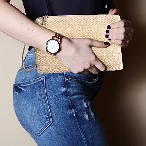 Bohemian Straw Clutch Bag for Women - Beige