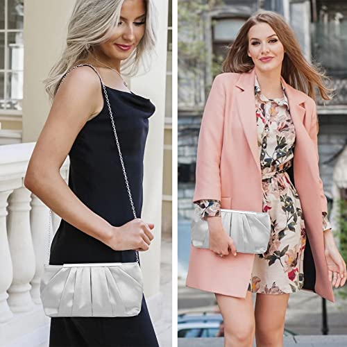 Lollanda Pleated Satin Clutch for Evening Wedding