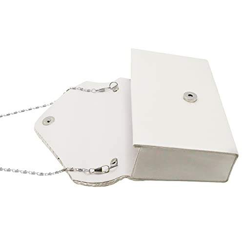 Stunning Satin Diamante Clutch Bag - Elegant Ivory