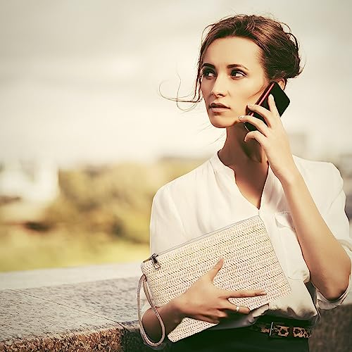 Bohemian Straw Clutch Bag for Women - Beige