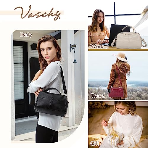 VASCHY Vegan Leather Crossbody Shoulder Bag Purse - Beige