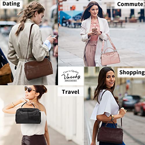 VASCHY Vegan Leather Crossbody Shoulder Bag Purse - Beige