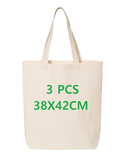 Large Cotton Tote Bags, Plain Natural Reusable Shopper