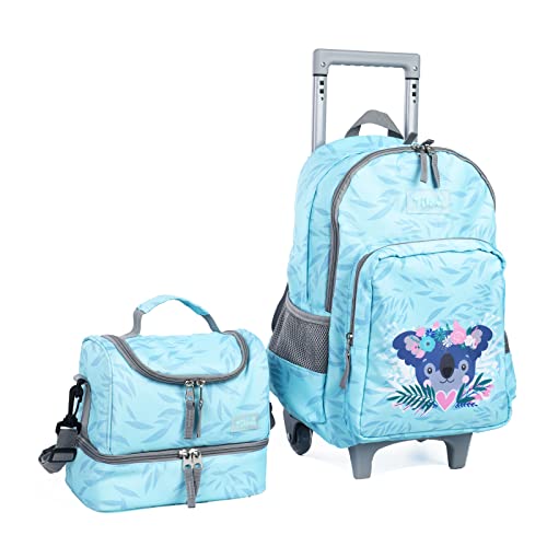 Tilami Koala Double Handle Rolling Backpack with Lunch Bag