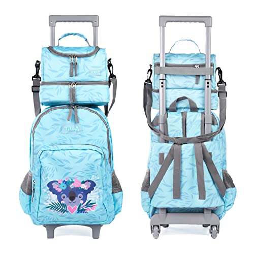 Tilami Koala Double Handle Rolling Backpack with Lunch Bag