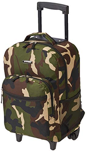 Camouflage 17-Inch Rockland Double Handle Rolling Backpack