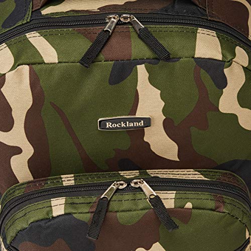 Camouflage 17-Inch Rockland Double Handle Rolling Backpack
