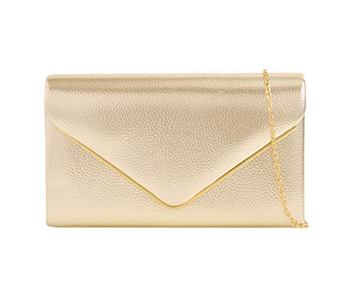 LeahWard Gold Designer Flap Clutch for Women