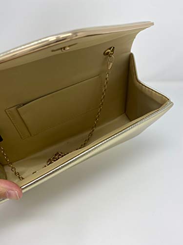 LeahWard Gold Designer Flap Clutch for Women
