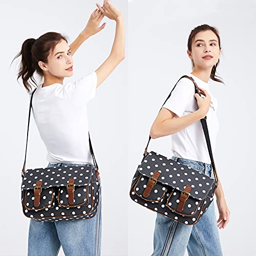 Kono Women's Polka Dot Messenger Handbag - Black