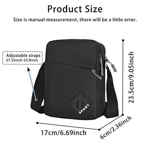 FuninCrea Black Nylon Men's Crossbody Shoulder Bag