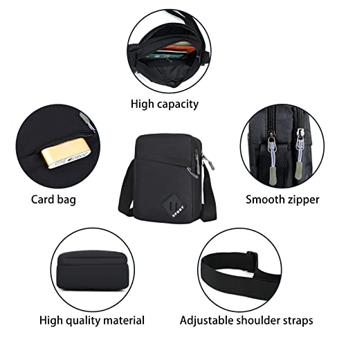 FuninCrea Black Nylon Men's Crossbody Shoulder Bag
