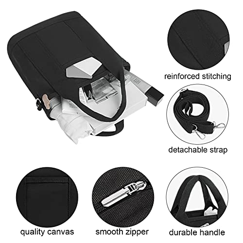 TIAASTAP Multi-Pocket Canvas Tote Bag (Black)