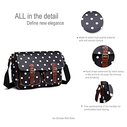 Kono Women's Polka Dot Messenger Handbag - Black