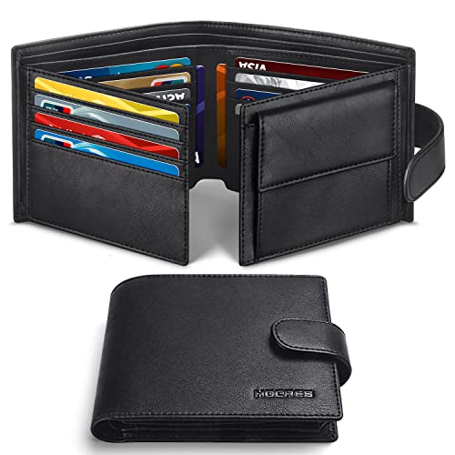 HOCRES庐 Herren Leder Geldbörse, RFID-blockierend, Geschenkbox, Schwarz