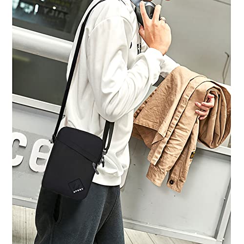 FuninCrea Black Nylon Men's Crossbody Shoulder Bag