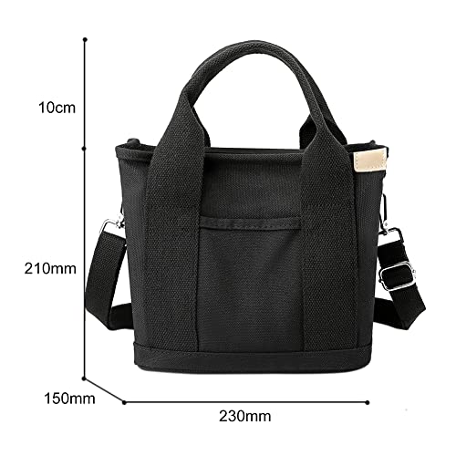 TIAASTAP Multi-Pocket Canvas Tote Bag (Black)