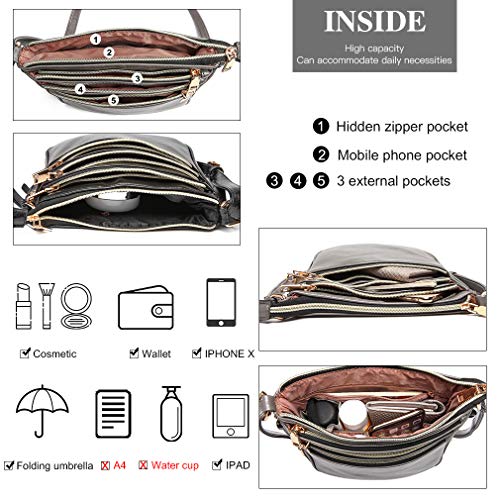 Miss Lulu Grey Fashion Shoulder Bag with Vintage Style