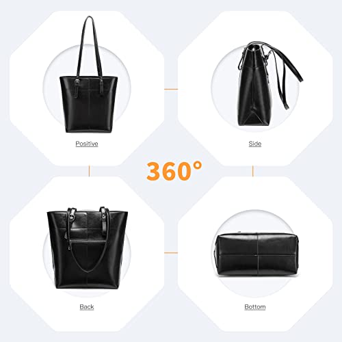 Miss Lulu Black Leather Shoulder Bag Vintage Tote