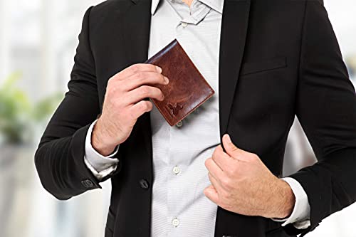 Brown Western Leather Bifold Wallet with RFID Blocking